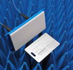 TetraAnt 15.5 GHz HI Noise Radar Antenna, compared to the credit card
